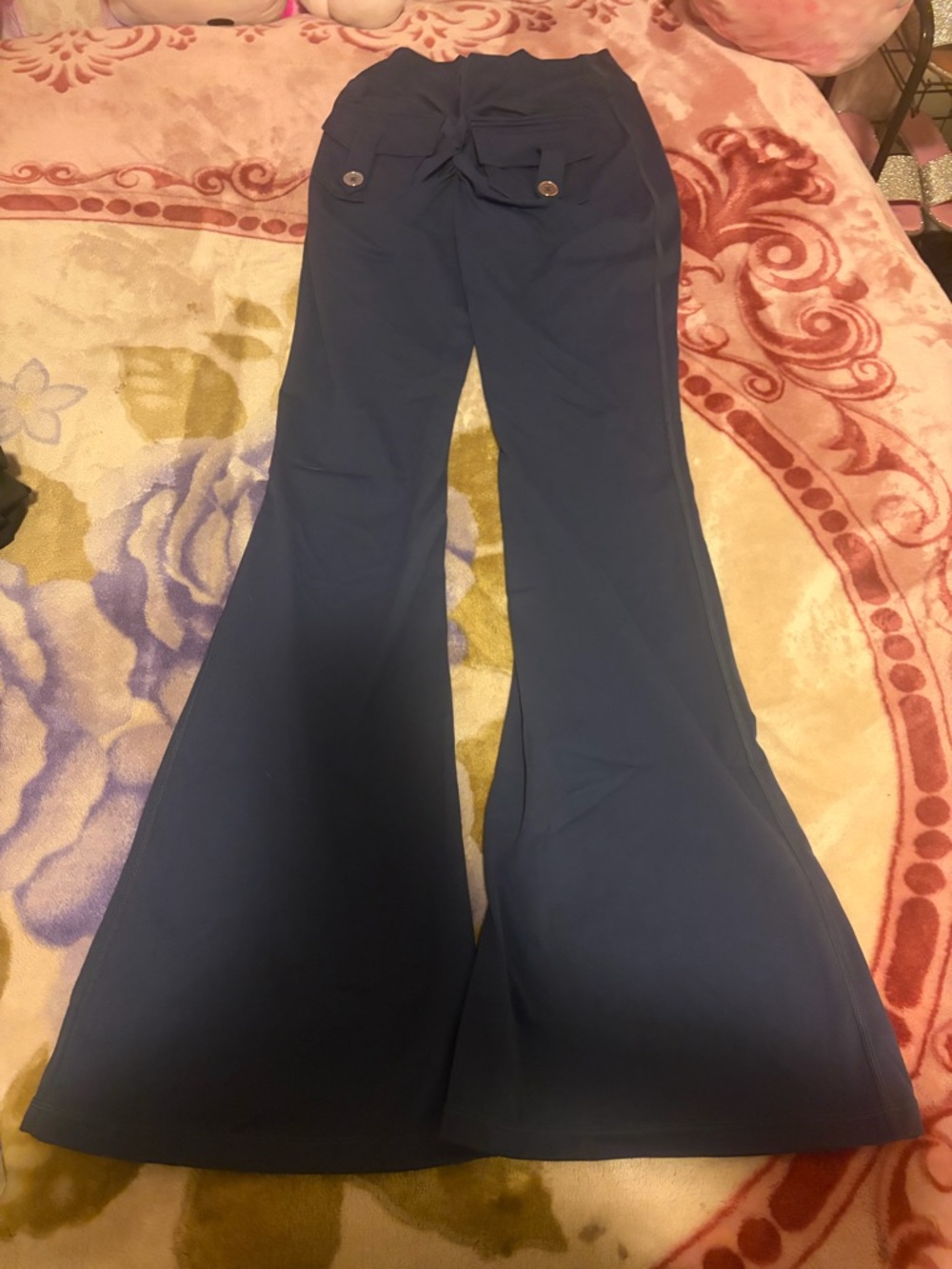 Women's Flared Leggings - Navy Blue